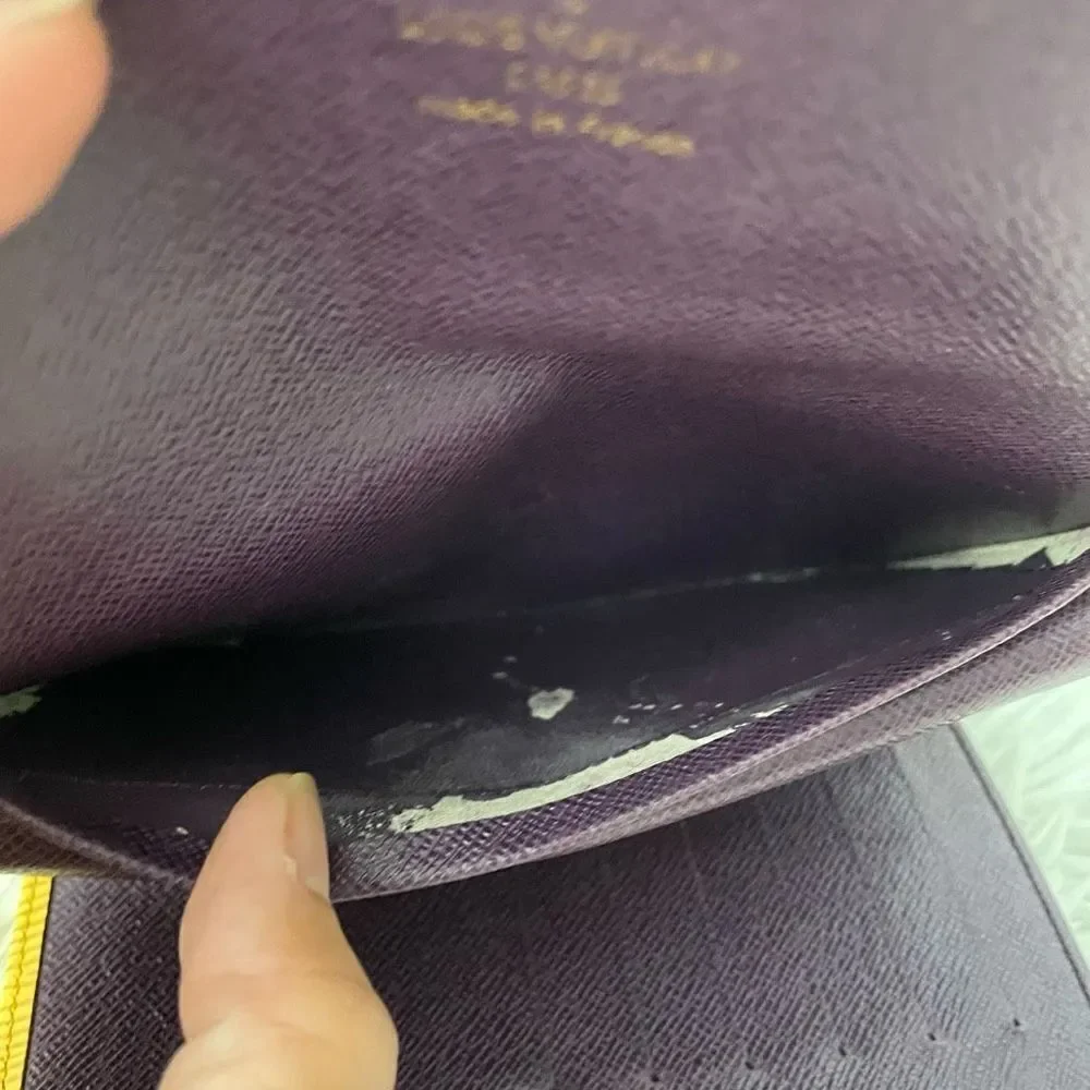 LOUIS VUITTON Trifold‎ Snap Yellow Leather Epi Wallet, Purple Lined